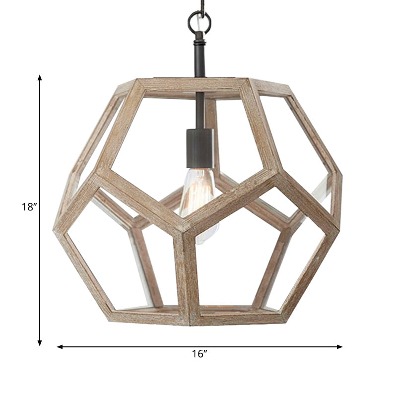 Polygon beige Wood Pendant Lightture Farmage 1 Corridor Light Corridor suspendu