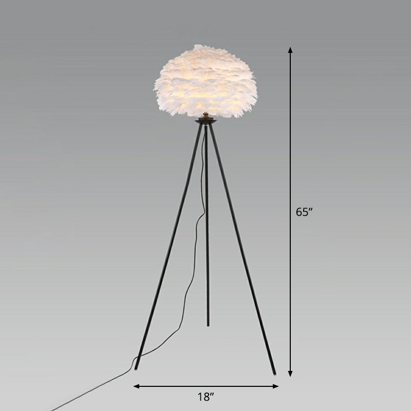 1-licht woonkamer vloerlicht Minimalistisch zwart-wit stand-uplamp met koepel verenschaduw