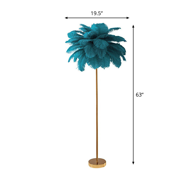 Feather Palm Tree Shaped Standing Light Nordic 1-Light Floor Lamp for Girls Room