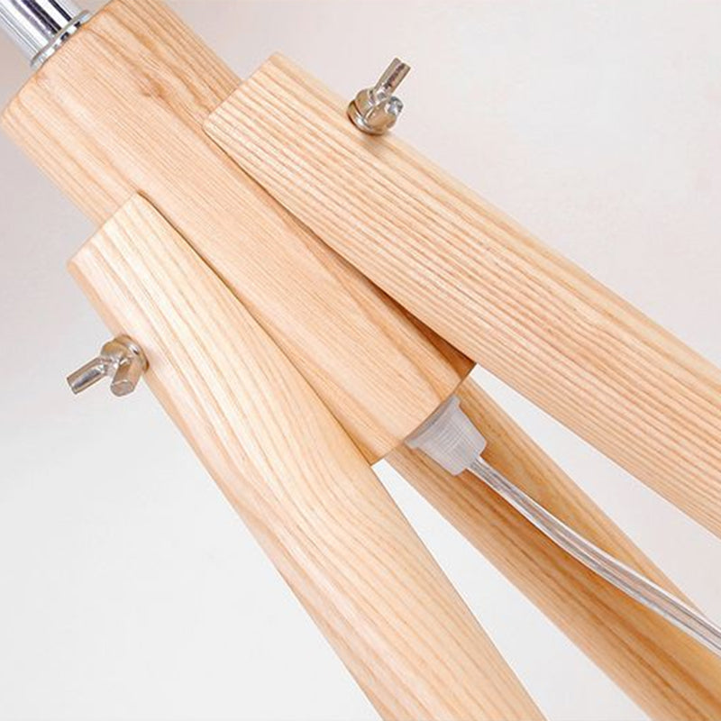 Weiße Kuppel Stehlampe Minimalist 1 Glühbirnenfeder Stehlicht mit Holzstativ