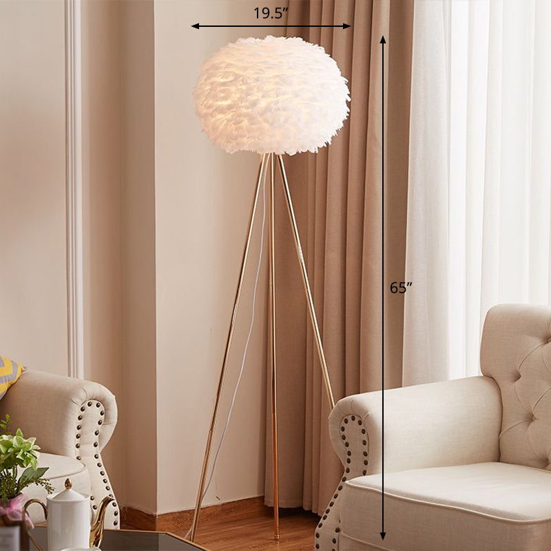 Globe Floor Standing Light Nordic Feather 1-Light Trépied Lampad lampe pour le salon