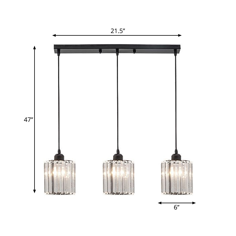 Luz de prisma de cristal de 3 cabezas Luz de comedor geométrico minimalista Luz de techo múltiple