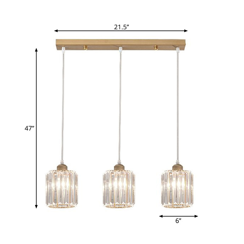 Luz de prisma de cristal de 3 cabezas Luz de comedor geométrico minimalista Luz de techo múltiple