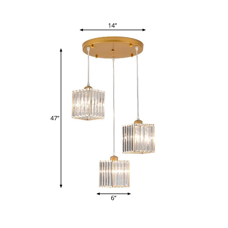 Luz de prisma de cristal de 3 cabezas Luz de comedor geométrico minimalista Luz de techo múltiple