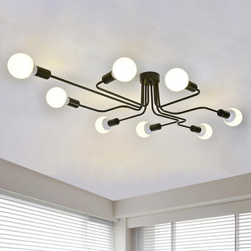 Maze Semi Flush Ceiling Light Industrial Metallic Flush Mount Lighting for Living Room