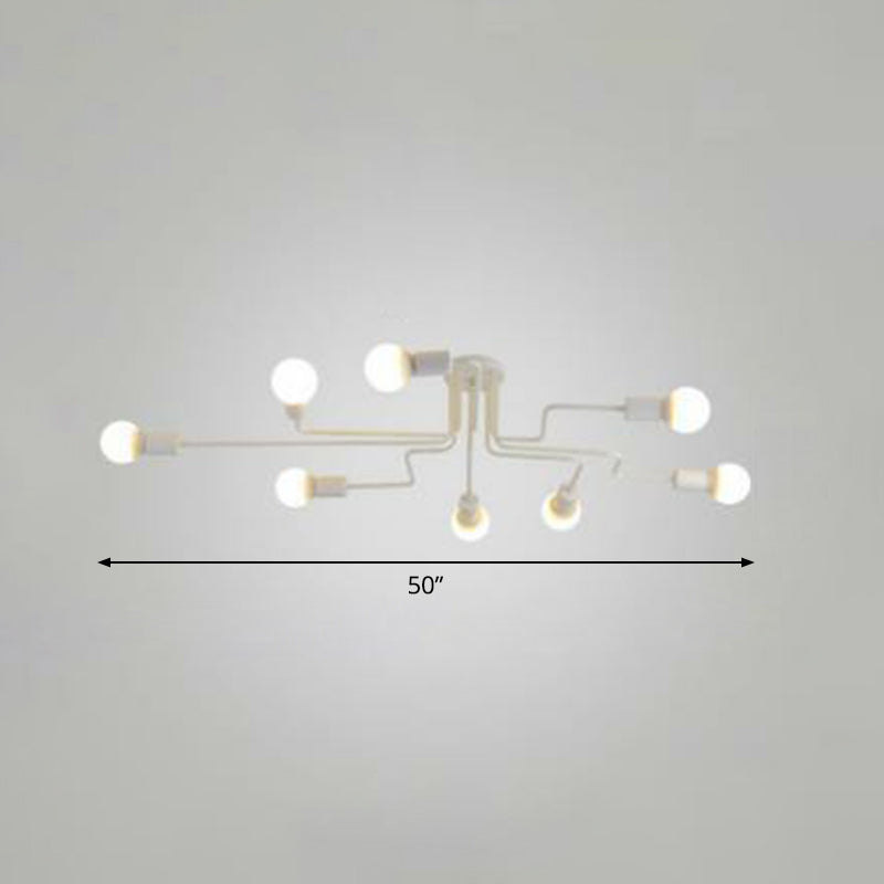 Maze Semi Flush Ceiling Light Industrial Metallic Flush Mount Lighting for Living Room