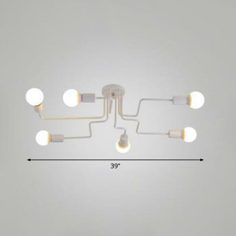 Maze Semi Flush Ceiling Light Industrial Metallic Flush Mount Lighting for Living Room