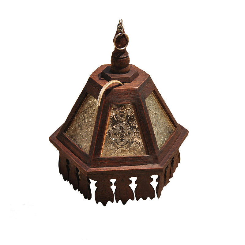 Brawn Exagonal Affatta Hang Light Farmhouse Acqua Glass