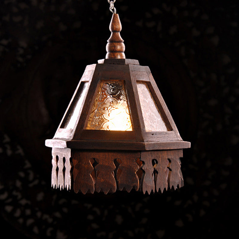 Brawn Exagonal Affatta Hang Light Farmhouse Acqua Glass