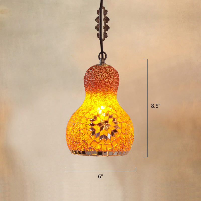 Luz colgante de calabaza de estilo bohemio 1 bombilla de arte manchado de vidrio colgante de vidrio para restaurante