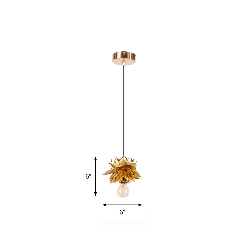 Country Lotus hangend plafondlicht 1 kop metalen druppel hanger in messing voor eetkamer