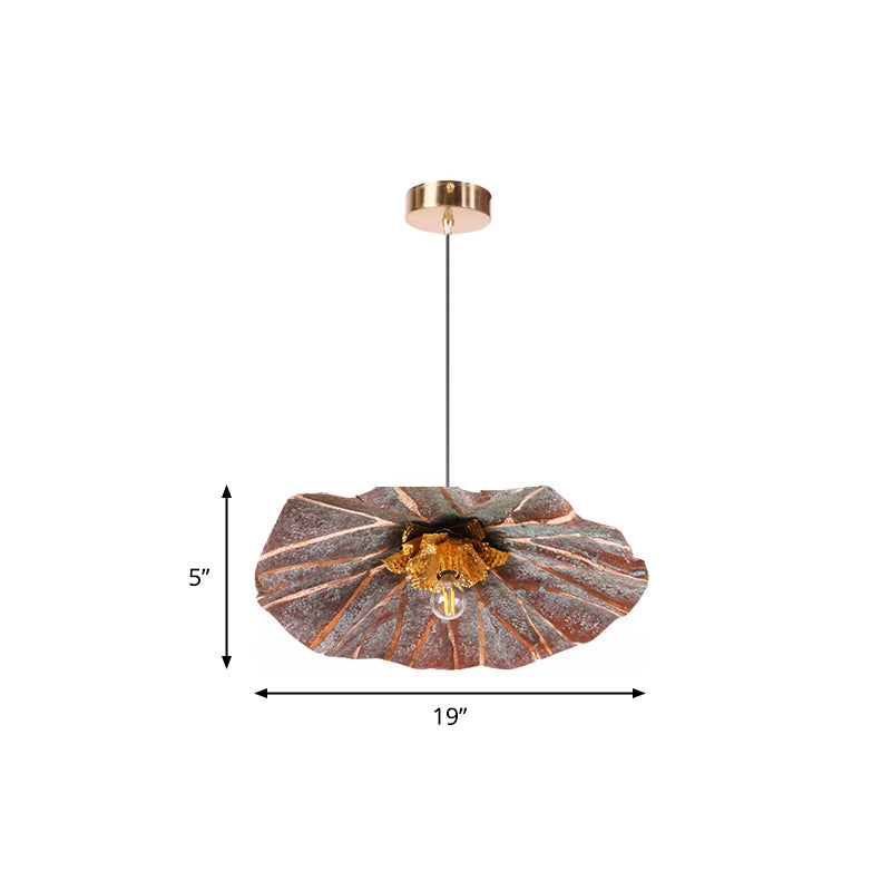 Country Lotus Hanging Ceiling Light 1 Head Metal Drop Pendant in Brass for Dining Room