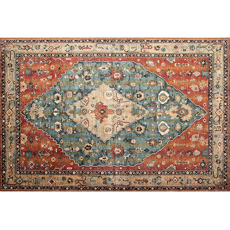 Multi Colored Geometric Rug Synthetics Retro Area Carpet Anti-Slip Backing Easy Care Indoor Rug for Parlor