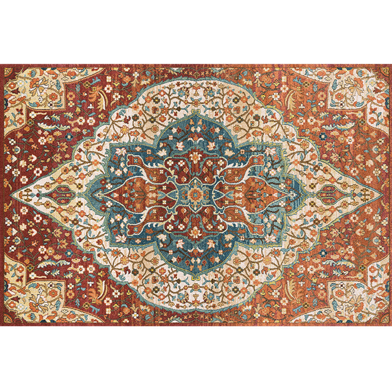 Multi Colored Geometric Rug Synthetics Retro Area Carpet Anti-Slip Backing Easy Care Indoor Rug for Parlor