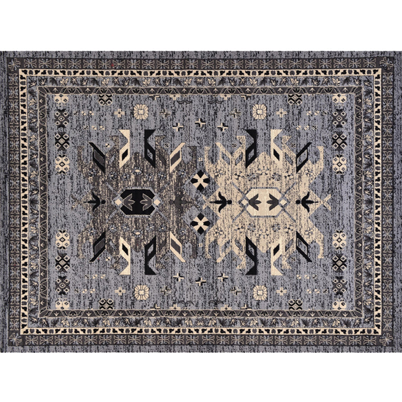 Multi Colored Geometric Rug Synthetics Retro Area Carpet Anti-Slip Backing Easy Care Indoor Rug for Parlor