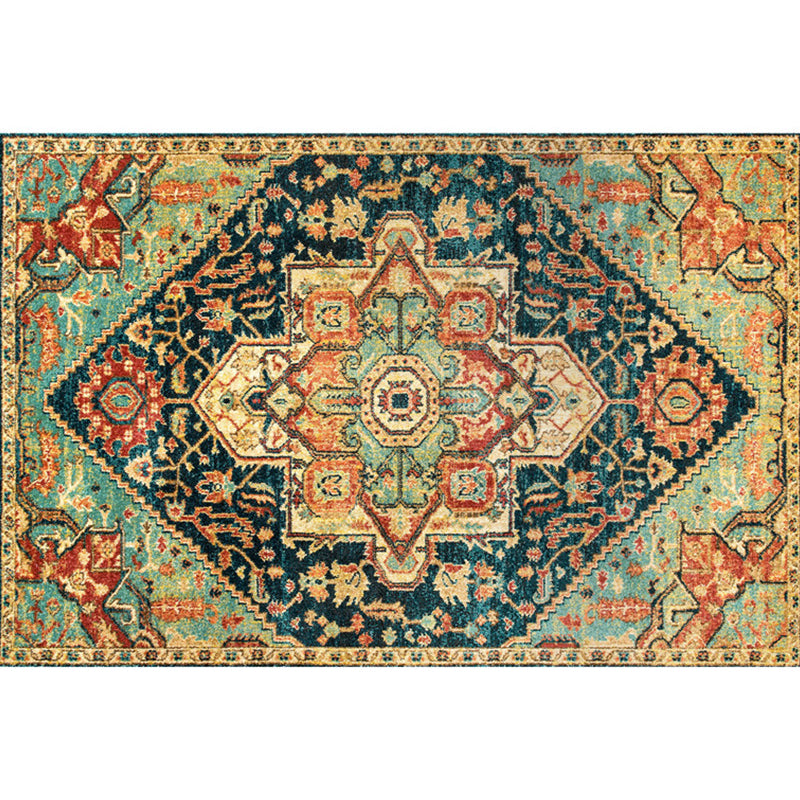 Multi Colored Geometric Rug Synthetics Retro Area Carpet Anti-Slip Backing Easy Care Indoor Rug for Parlor