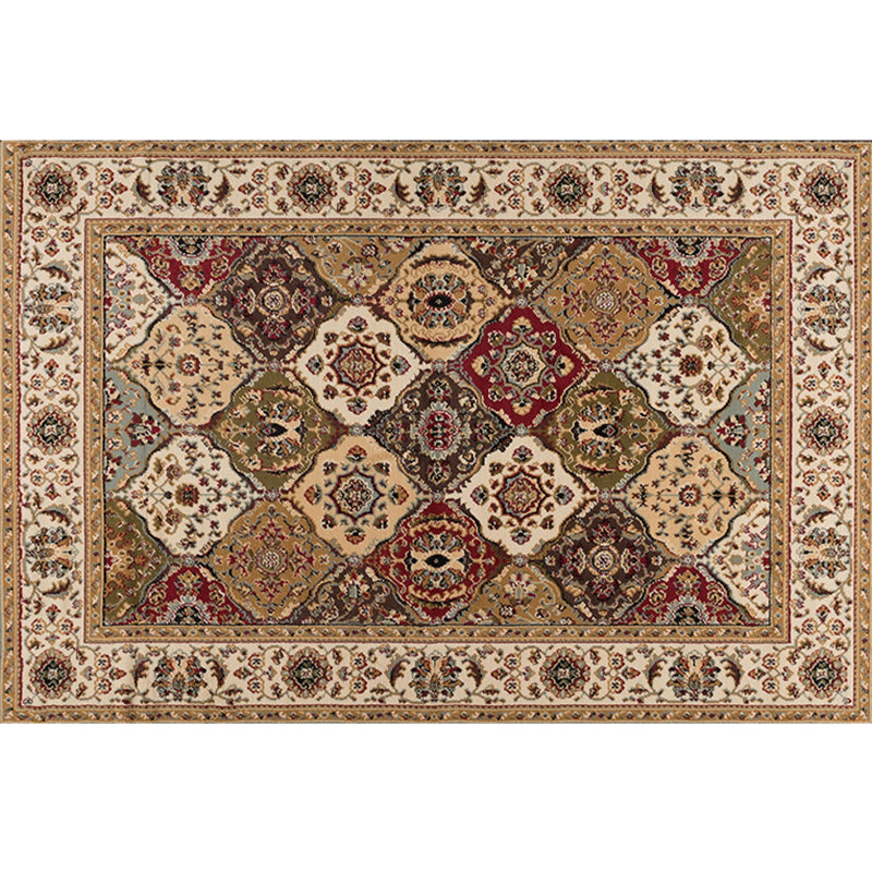 Multi Colored Geometric Rug Synthetics Retro Area Carpet Anti-Slip Backing Easy Care Indoor Rug for Parlor