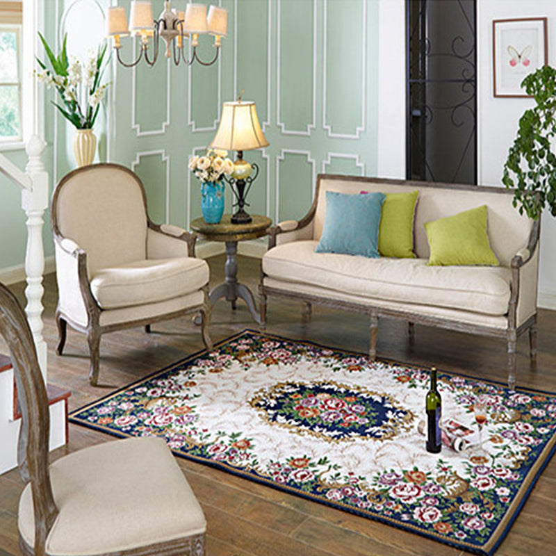 Multi-Colored Parlor Rug Nostalgia Floral Pattern Area Rug Synthetics Non-Slip Backing Stain-Resistant Carpet