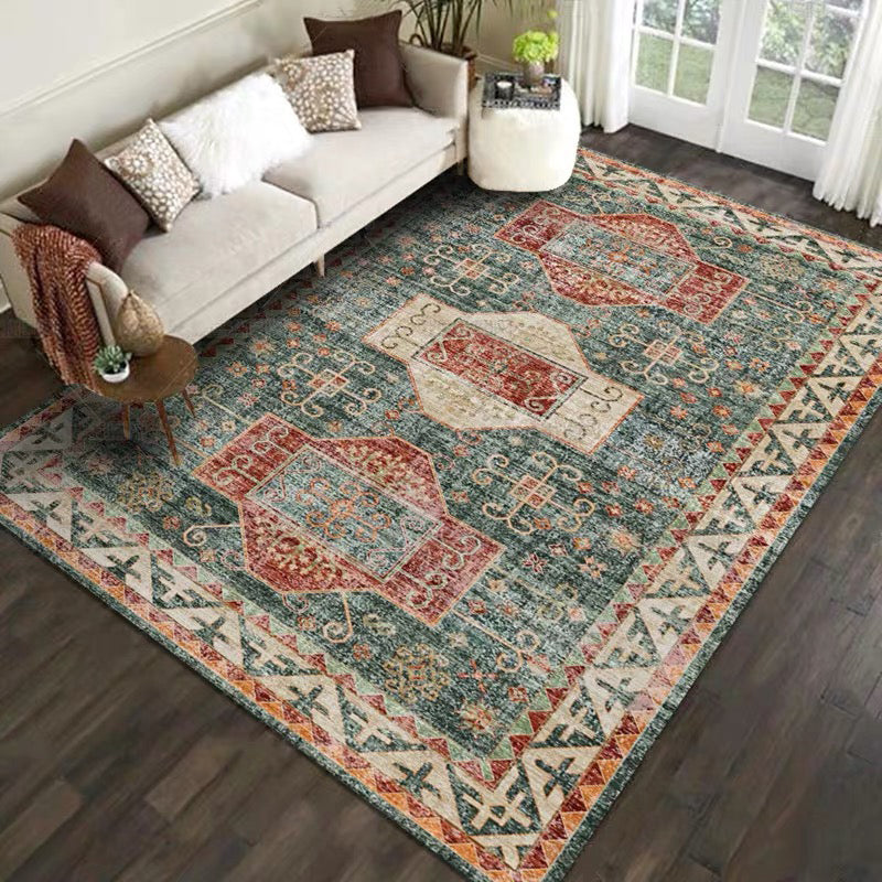 Casual Floral Printed Rug Multi Colored Polypropylene Indoor Rug Non-Slip Backing Easy Care Carpet for Bedroom