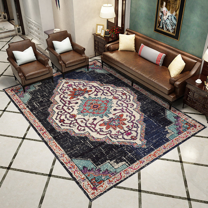 Western Living Room Rug Multicolored Geo Printed Area Carpet Synthetics Non-Slip Backing Pet Friendly Rug