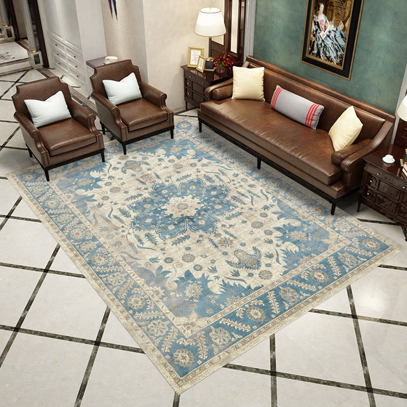 Western Living Room Rug Multicolored Geo Printed Area Carpet Synthetics Non-Slip Backing Pet Friendly Rug