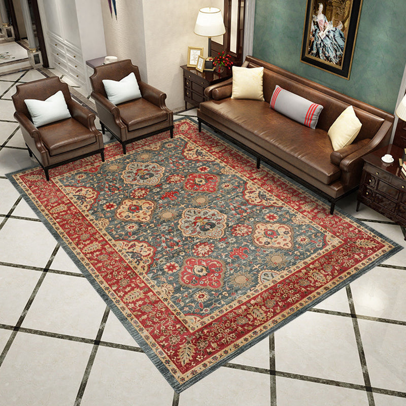 Western Living Room Rug Multicolored Geo Printed Area Carpet Synthetics Non-Slip Backing Pet Friendly Rug