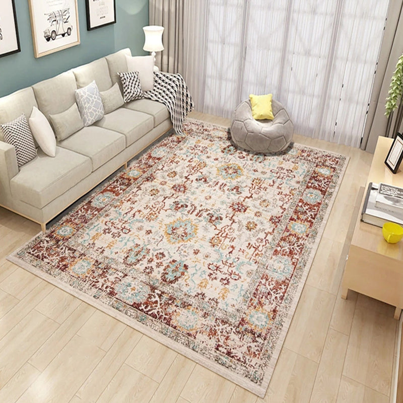 Western Living Room Rug Multicolored Geo Printed Area Carpet Synthetics Non-Slip Backing Pet Friendly Rug