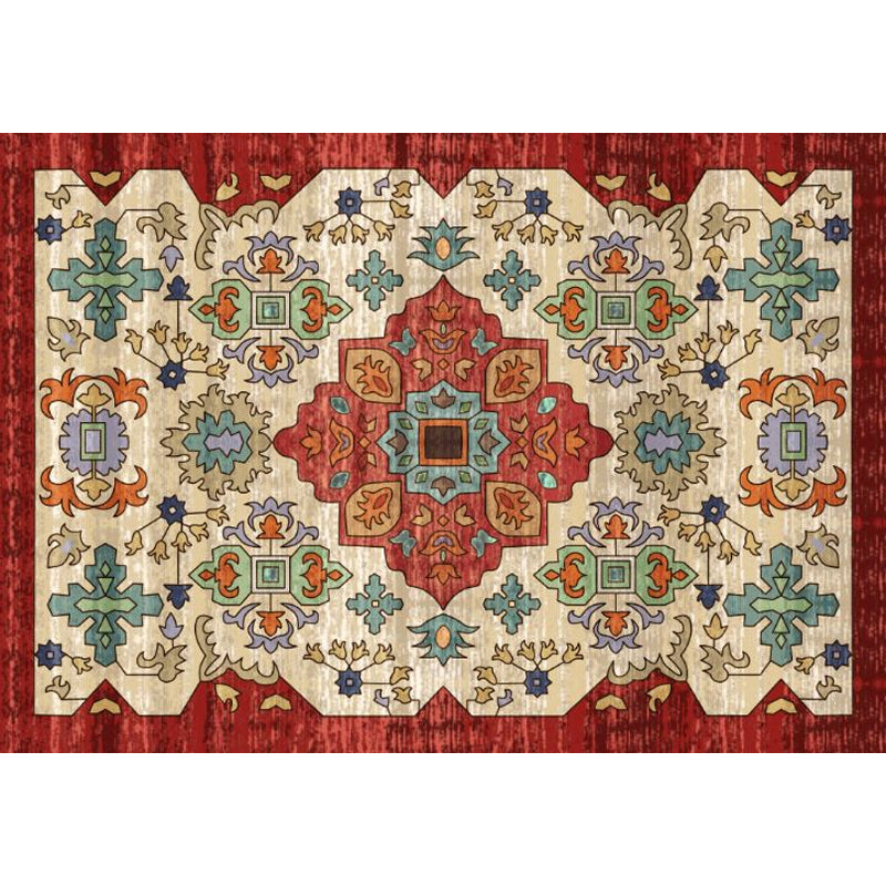 Multi-Color Geo Pattern Rug Polypropylene Moroccan Area Rug Easy Care Pet Friendly Indoor Rug for Bedroom