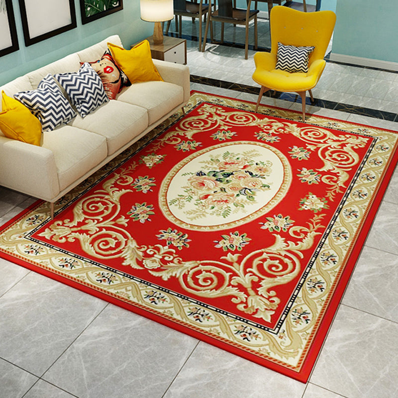 Antique Home Decoration Rug Multi Color Floral Pattern Area Rug Polyster Non-Slip Backing Easy Care Carpet