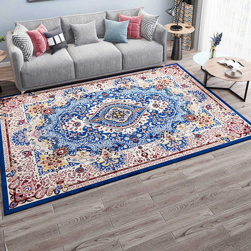 Antique Home Decoration Rug Multi Color Floral Pattern Area Rug Polyster Non-Slip Backing Easy Care Carpet