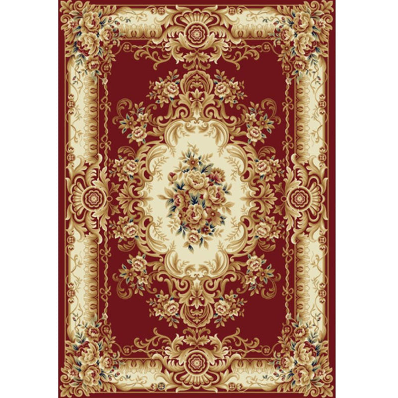 Antique Living Room Rug Multi Colored Flower Print Carpet Polyster Pet Friendly Machine Washable Indoor Rug