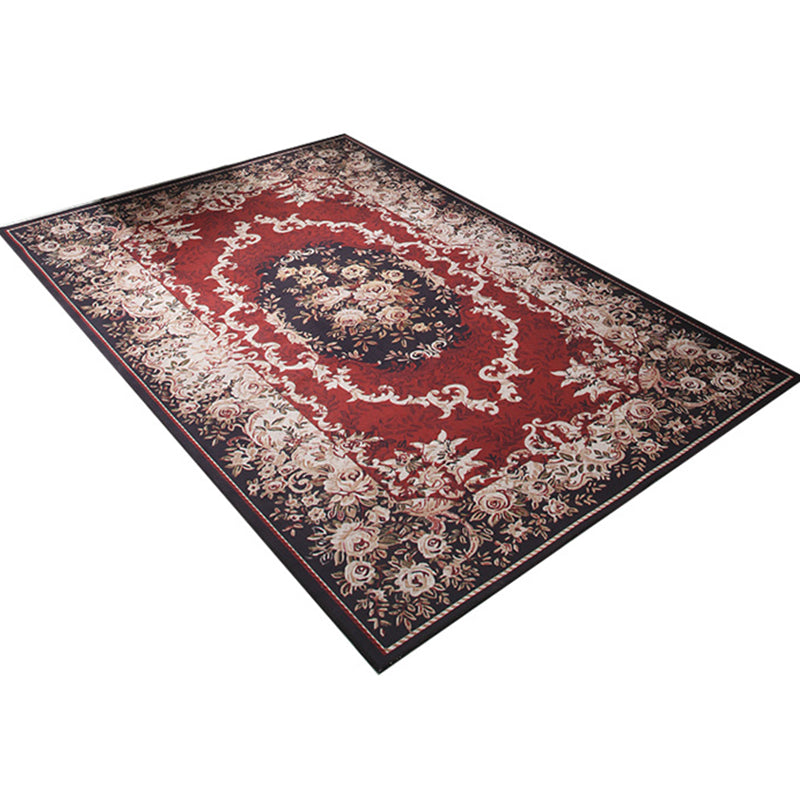 Nostalgia Floral Printed Rug Multi Colored Synthetics Indoor Rug Anti-Slip Backing Pet Friendly Carpet