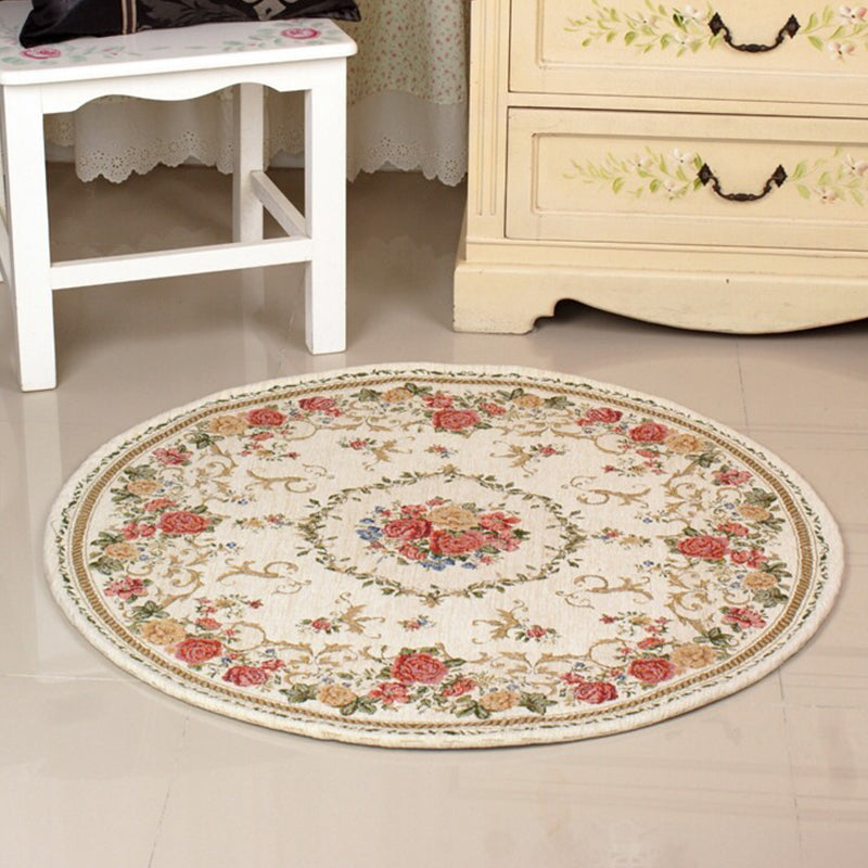 Fancy Mutli Color Olden Rug Synthetics Floral Printed Indoor Rug Anti-Slip Backing Stain-Resistant Carpet for Bedroom