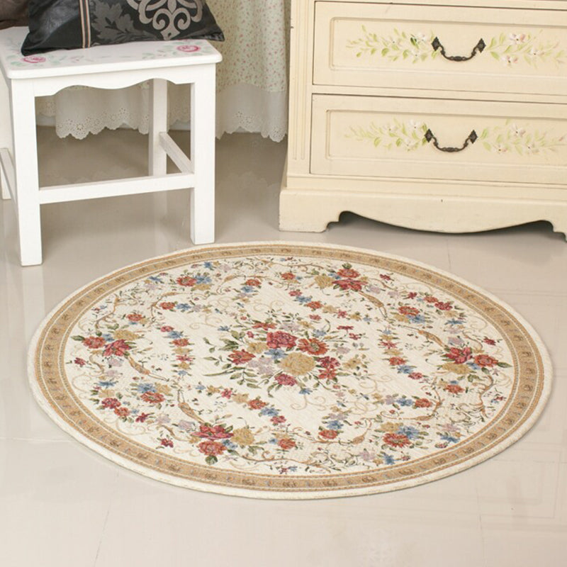 Fancy Mutli Color Olden Rug Synthetics Floral Printed Indoor Rug Anti-Slip Backing Stain-Resistant Carpet for Bedroom