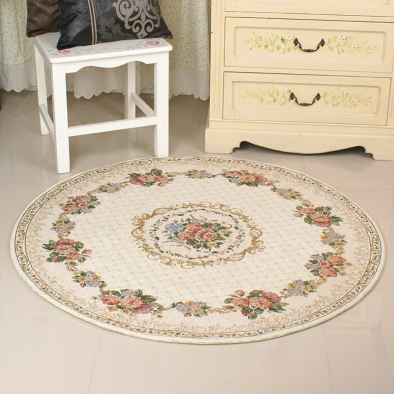 Fancy Mutli Color Olden Rug Synthetics Floral Printed Indoor Rug Anti-Slip Backing Stain-Resistant Carpet for Bedroom