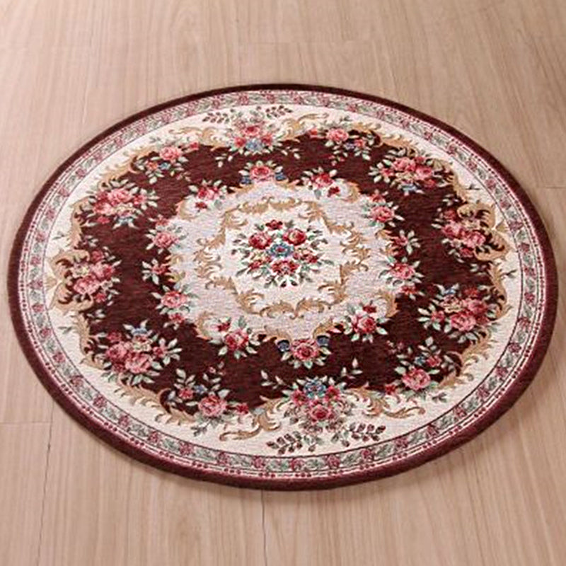 Olden Room Rug Multi Colored Flower Patterned Area Carpet Polypropylene Anti-Slip Washable Pet Friendly Indoor Rug