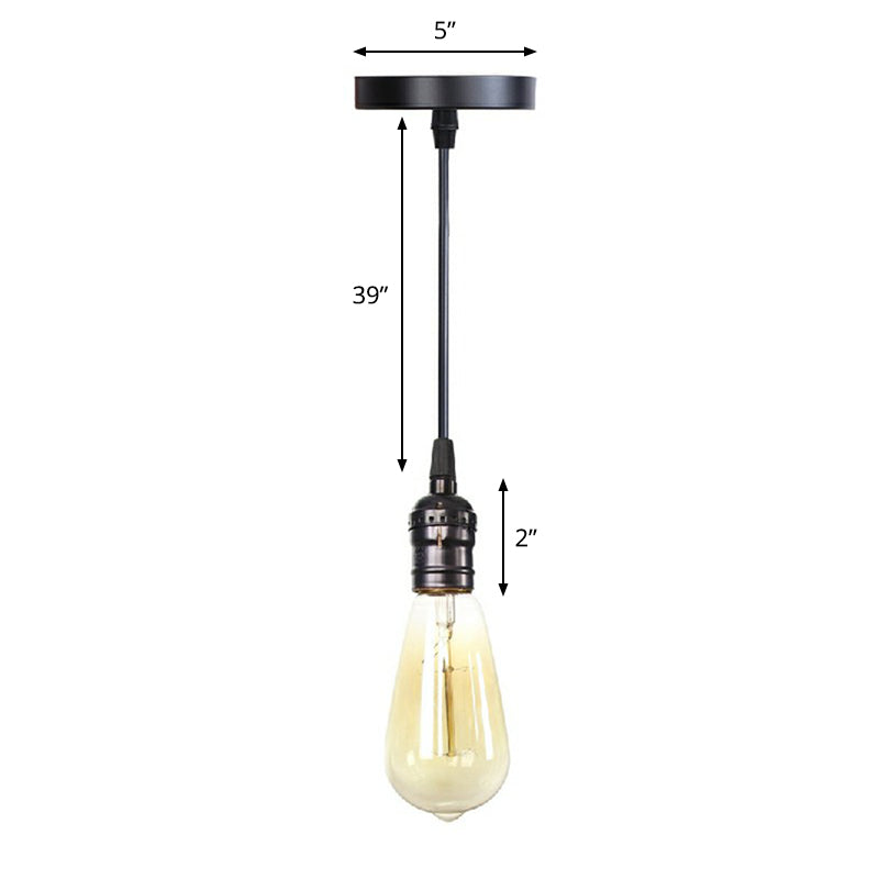 Bulbo bulbo Edison Alluminio Light Industrial Single Sogloming Lampada in nero