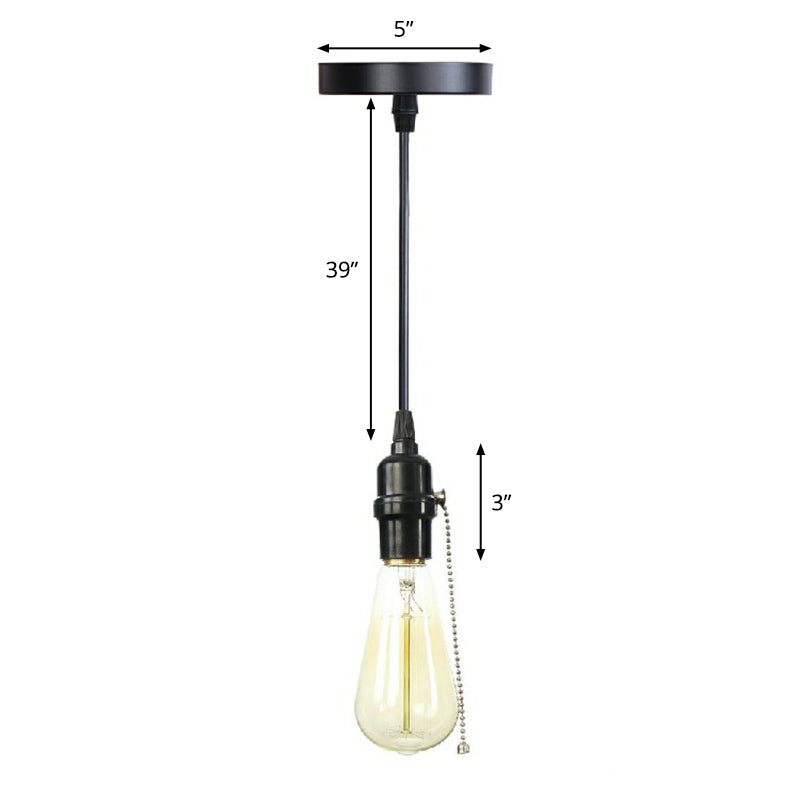 Bulbo bulbo Edison Alluminio Light Industrial Single Sogloming Lampada in nero