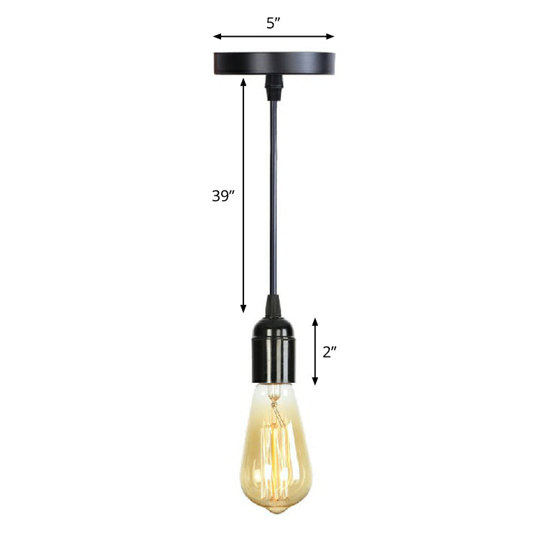 Edison Bulb Socket Aluminium Anhänger Leichte industrielle einzelne Wohnzimmer Hängende Lampe in Schwarz