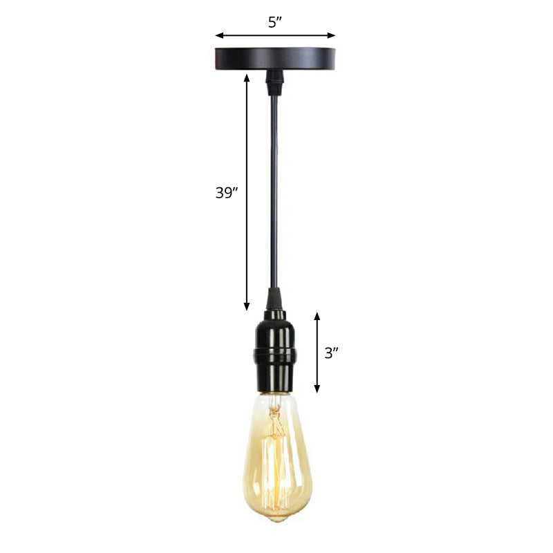 Bulbo bulbo Edison Alluminio Light Industrial Single Sogloming Lampada in nero