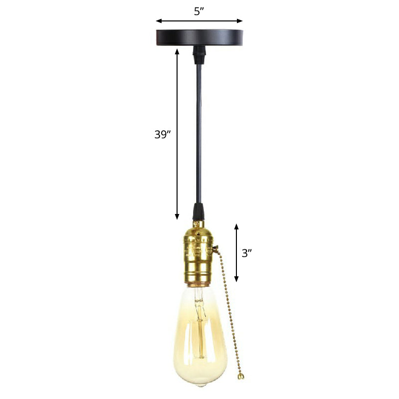 Edison Bulb Pocket en aluminium Pendant Light Light Industrial Single Salle Room suspendu Lamping en noir