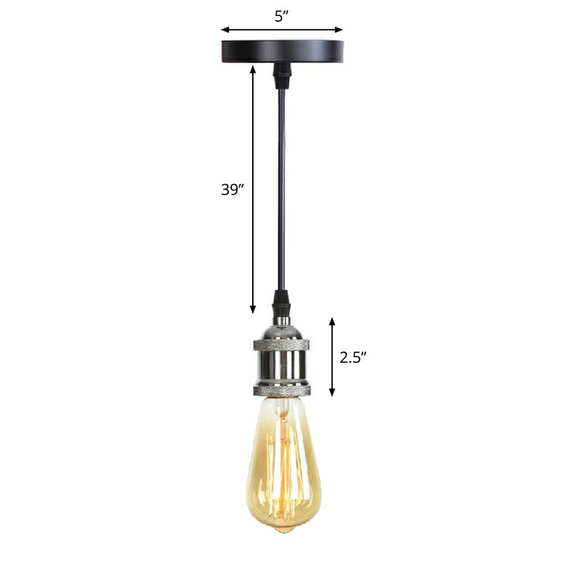 Edison Bulb Pocket en aluminium Pendant Light Light Industrial Single Salle Room suspendu Lamping en noir