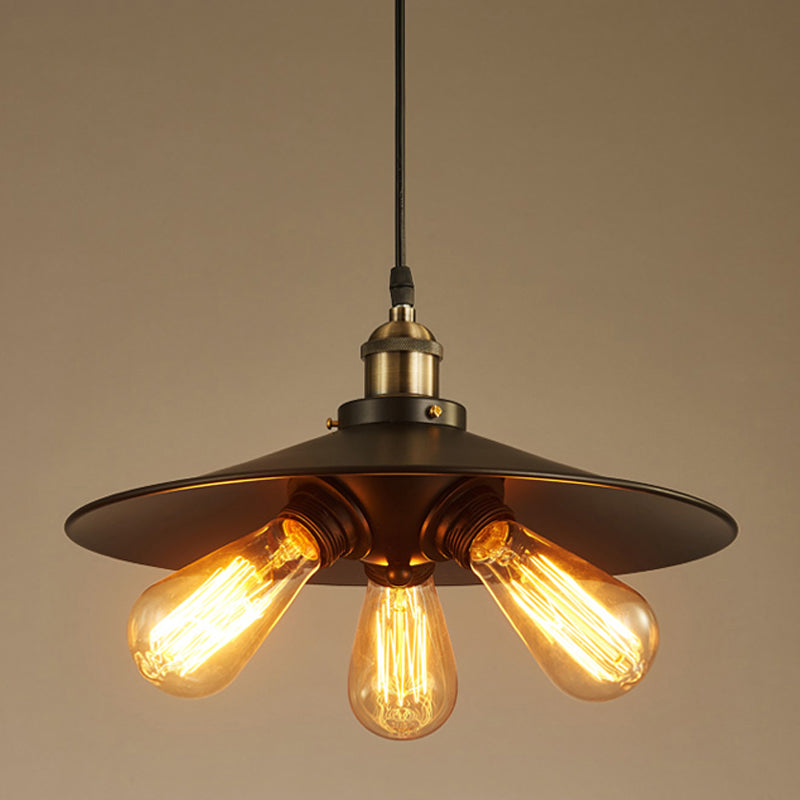 Industrial Creative UFO Pendant Light 3-Head Metal Chandelier Lighting Fixture in Black