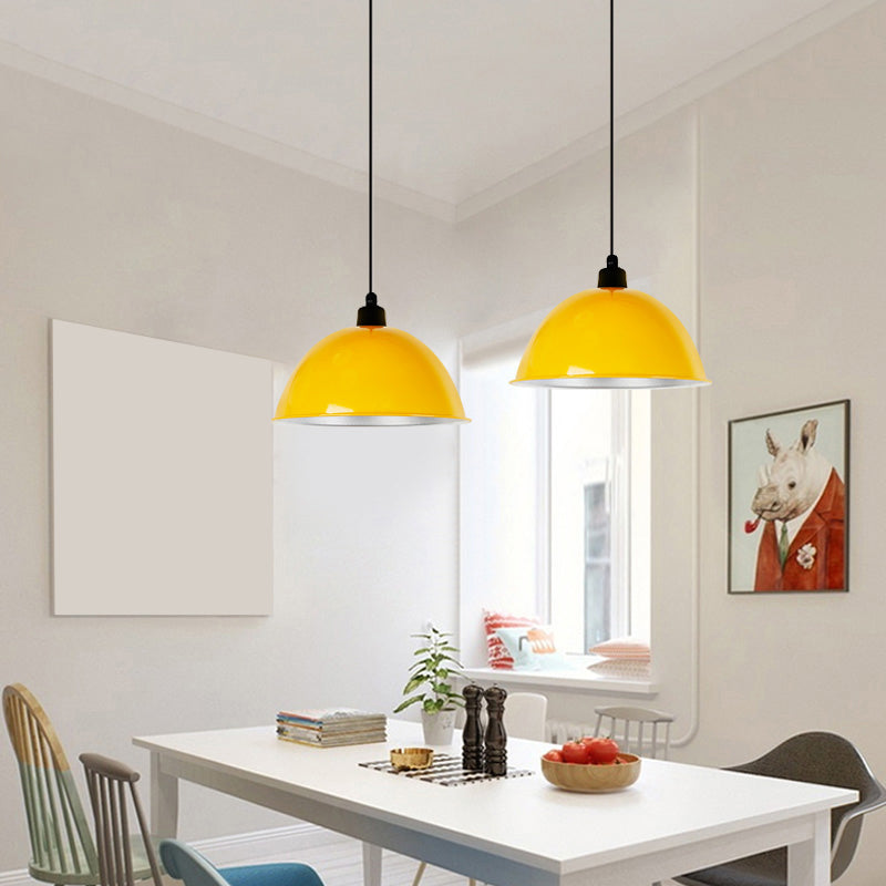 Single-Bulb Bowl Shaped Hanging Light Loft Metallic Suspension Pendant for Dining Room