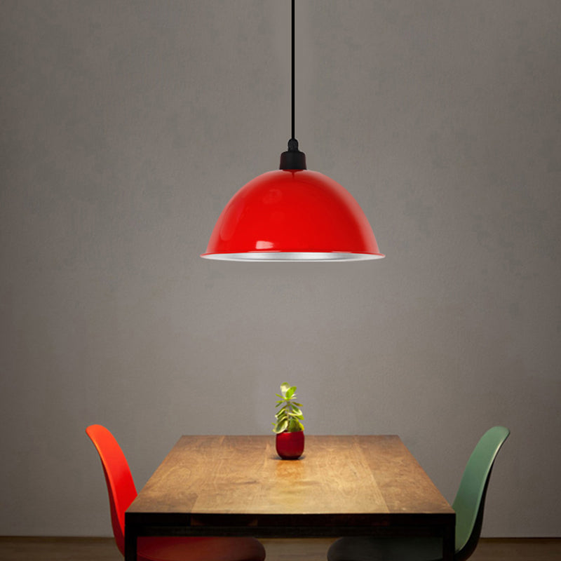 Single-Bulb Bowl Shaped Hanging Light Loft Metallic Suspension Pendant for Dining Room