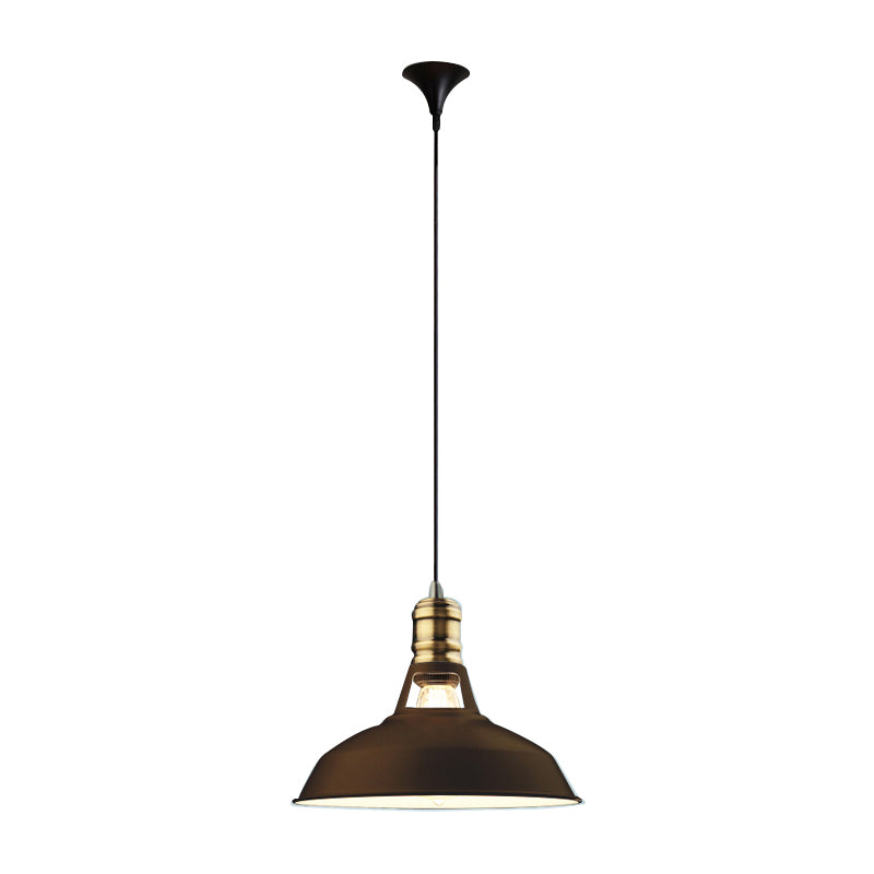 Iron Barn Shaped Pendulum Light Industrial 1 Bulb Dining Room Pendant Light Fixture with Vented Socket