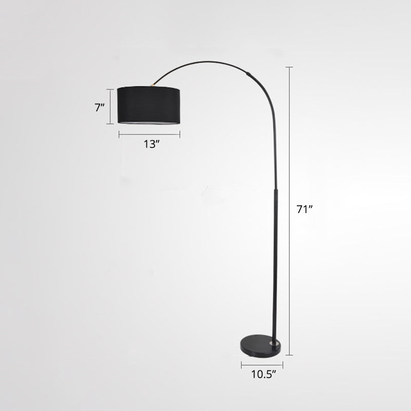 Metallische Angelruchenbodenleuchte Einfachheit 1 Licht stehende Stöberlampe mit Trommelstoffschatten