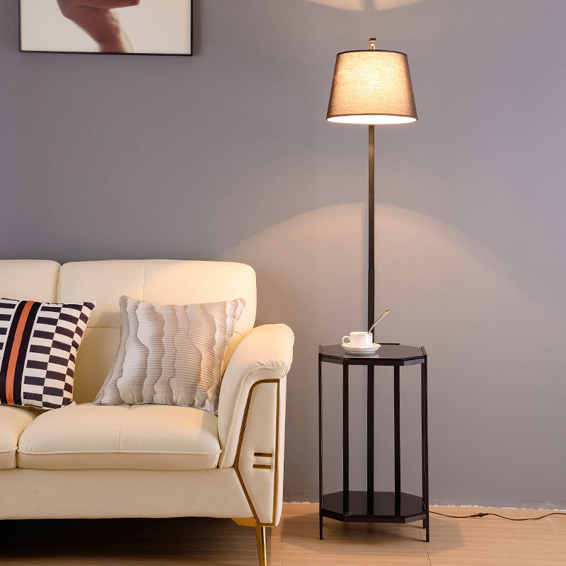 Emmer woonkamer vloer lamp stof 1 hoofd modern staand licht met 2-laags plank