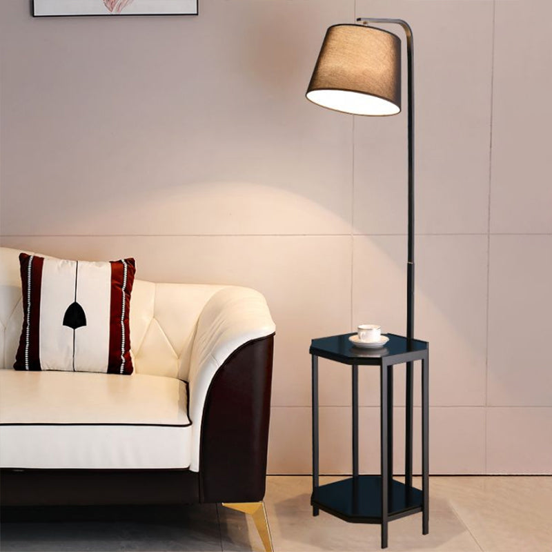 Emmer woonkamer vloer lamp stof 1 hoofd modern staand licht met 2-laags plank