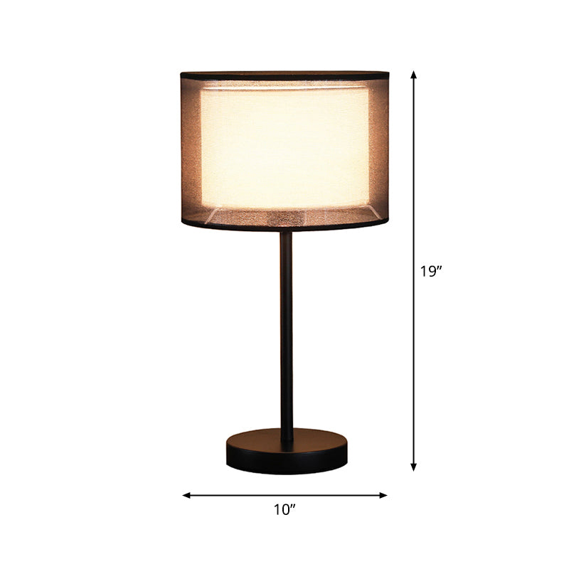 Drum Shade Table Lighting Minimalist Fabric Single-Bulb Living Room Nightstand Light